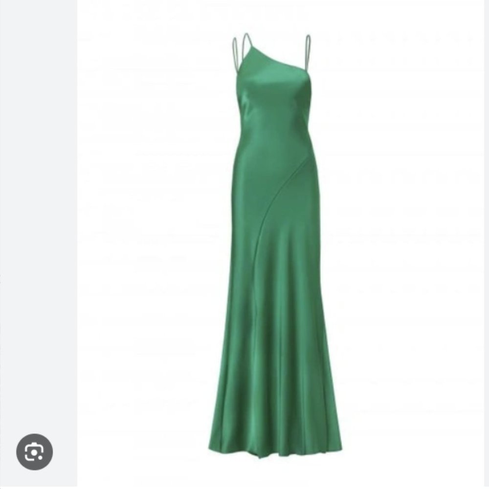 Outline Kingly Satin Dress in Emerald